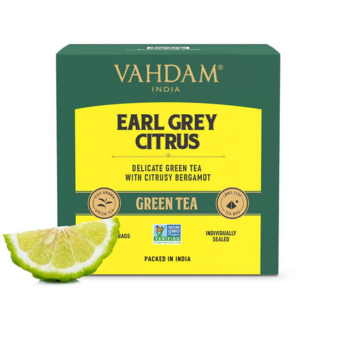Vahdam Tea Earl Grey Citrus Green Tea